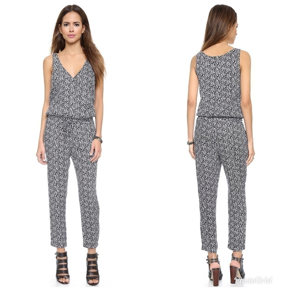 Ella Moss Monet Print V Neck Jumpsuit Sleeveless L